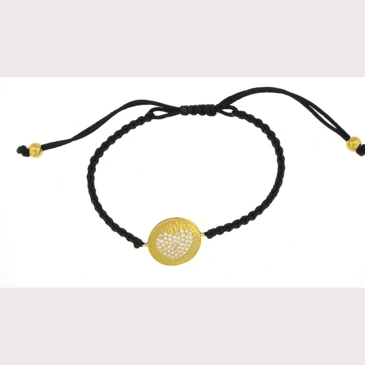 SALE--Gold Hammered Heart Macrame Bracelet