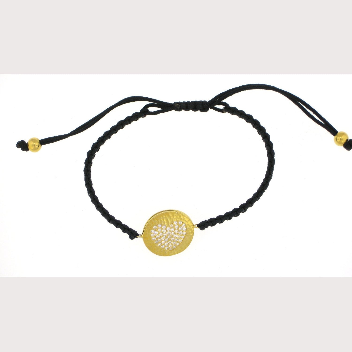SALE--Gold Hammered Heart Macrame Bracelet