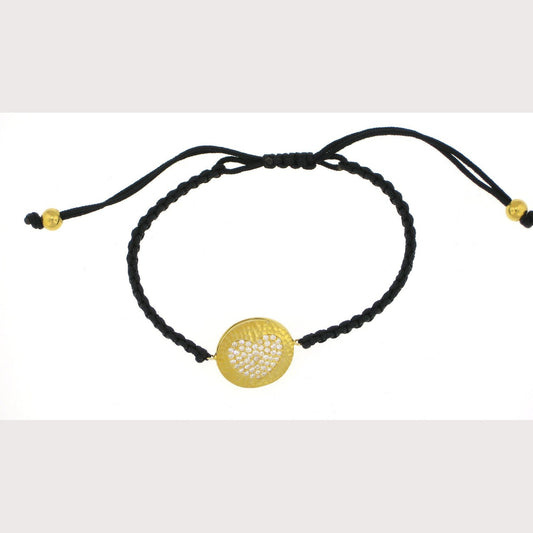 SALE--Gold Hammered Heart Macrame Bracelet