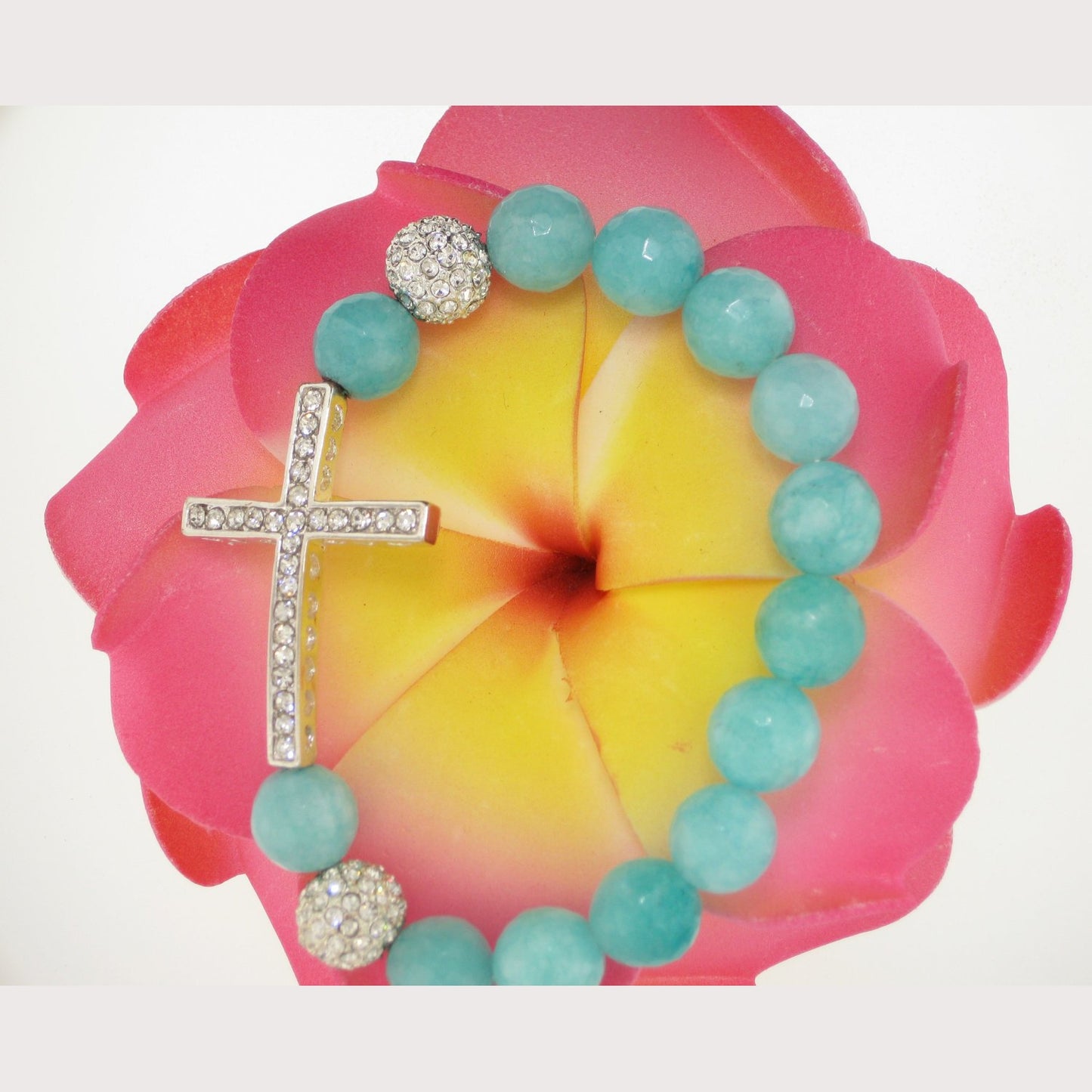 SALE---Sideway Cross Beaded Bracelet