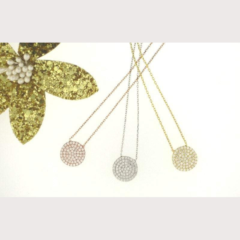 Medium Pave Disc Necklace