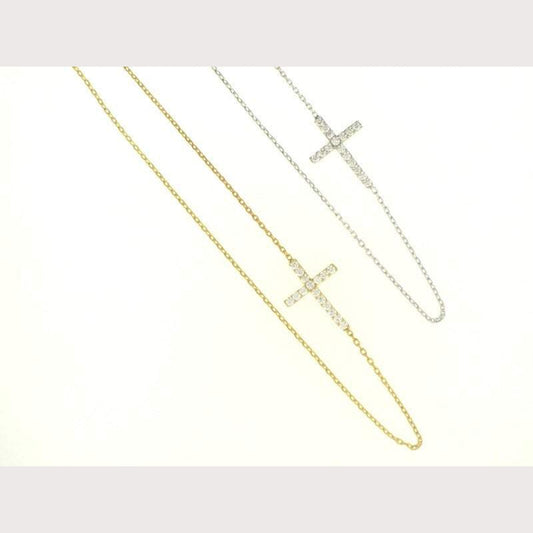Small Sideway Cross Necklace