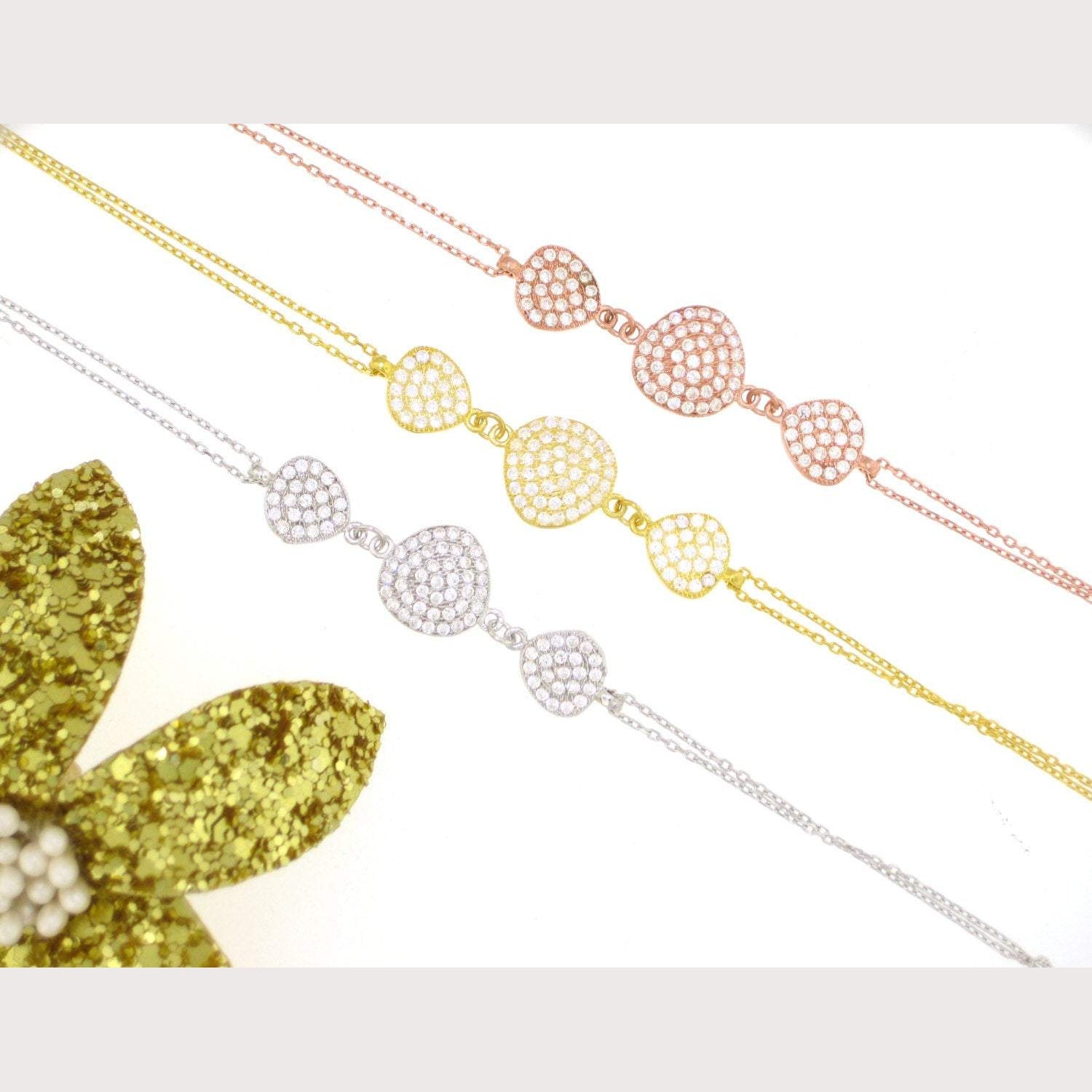 Triple Disc Chain Bracelet-Yellow Gold