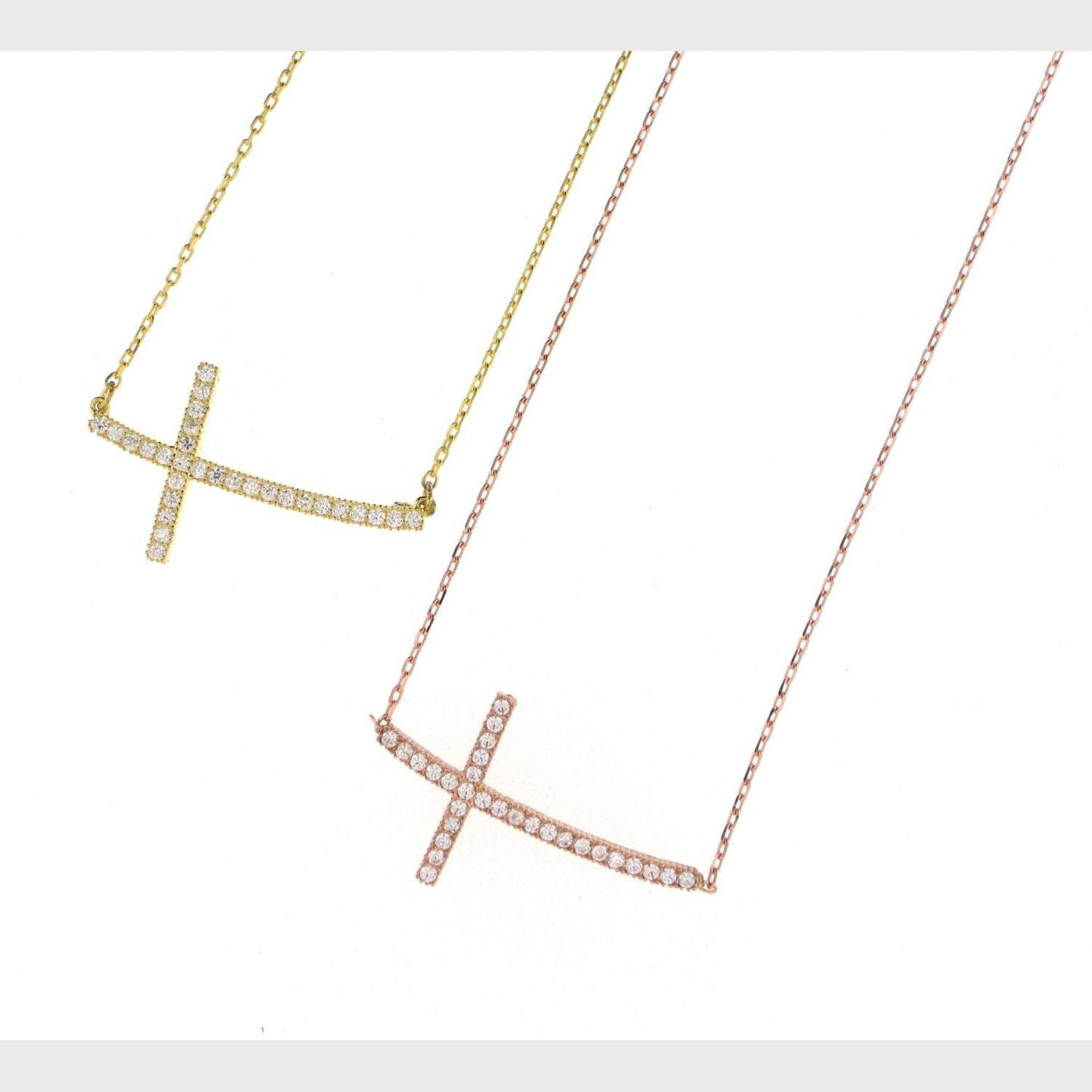 Curved Sideway Cross Necklace