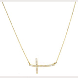 Curved Sideway Cross Necklace