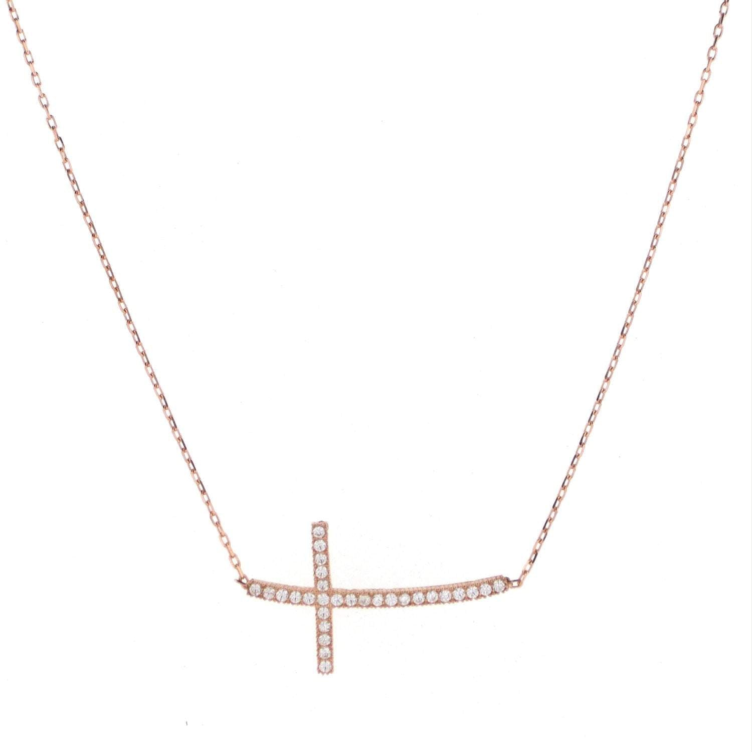 Curved Sideway Cross Necklace