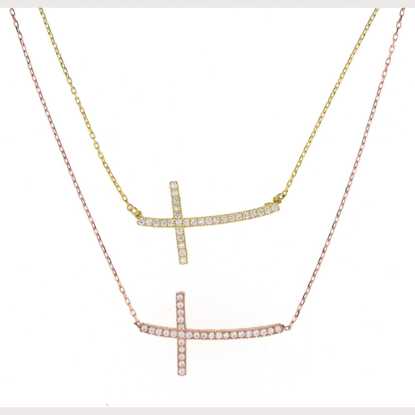 Curved Sideway Cross Necklace