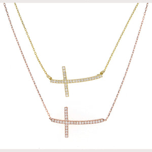 Curved Sideway Cross Necklace