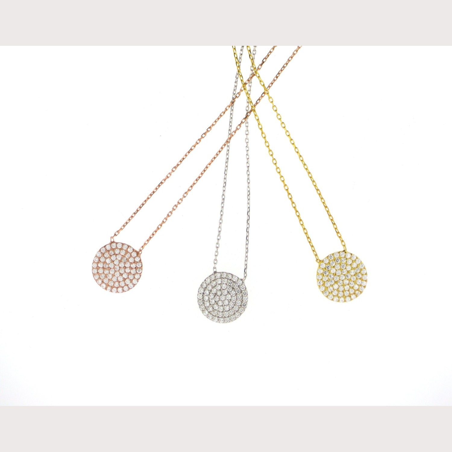 Medium Pave Disc Necklace