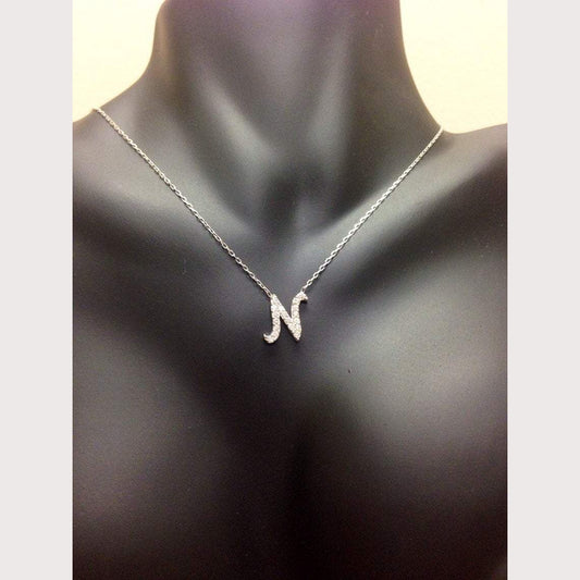 Pave (N) Initial Necklace