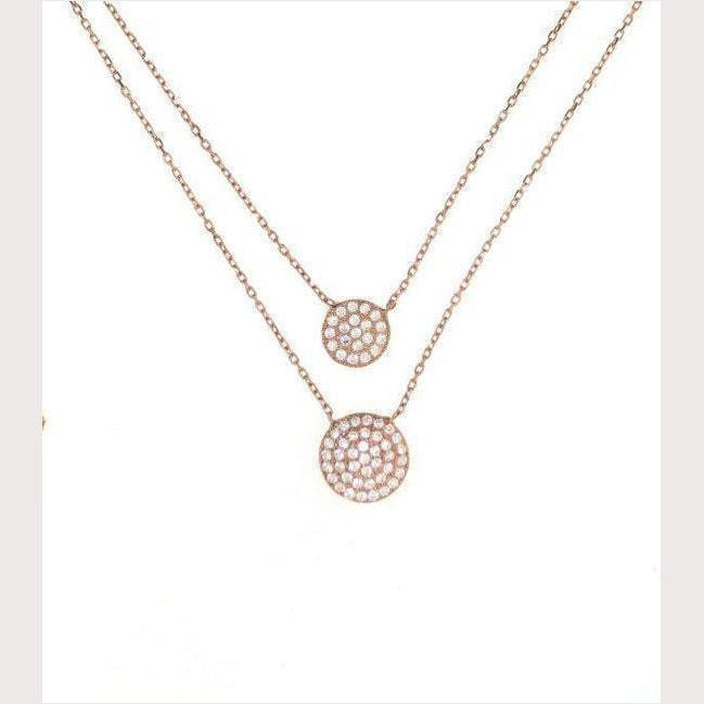 Double Disc Necklace-Silver