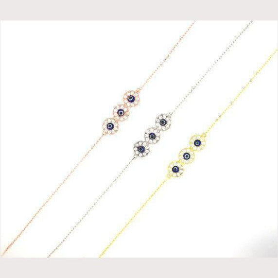 Triple Evil Eye Bracelet-Rose Gold