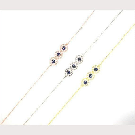 Triple Evil Eye Bracelet-Rose Gold