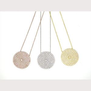 Oversized Pave Disc Necklace