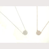 Small Pave Filigree Disc Necklace-Gold