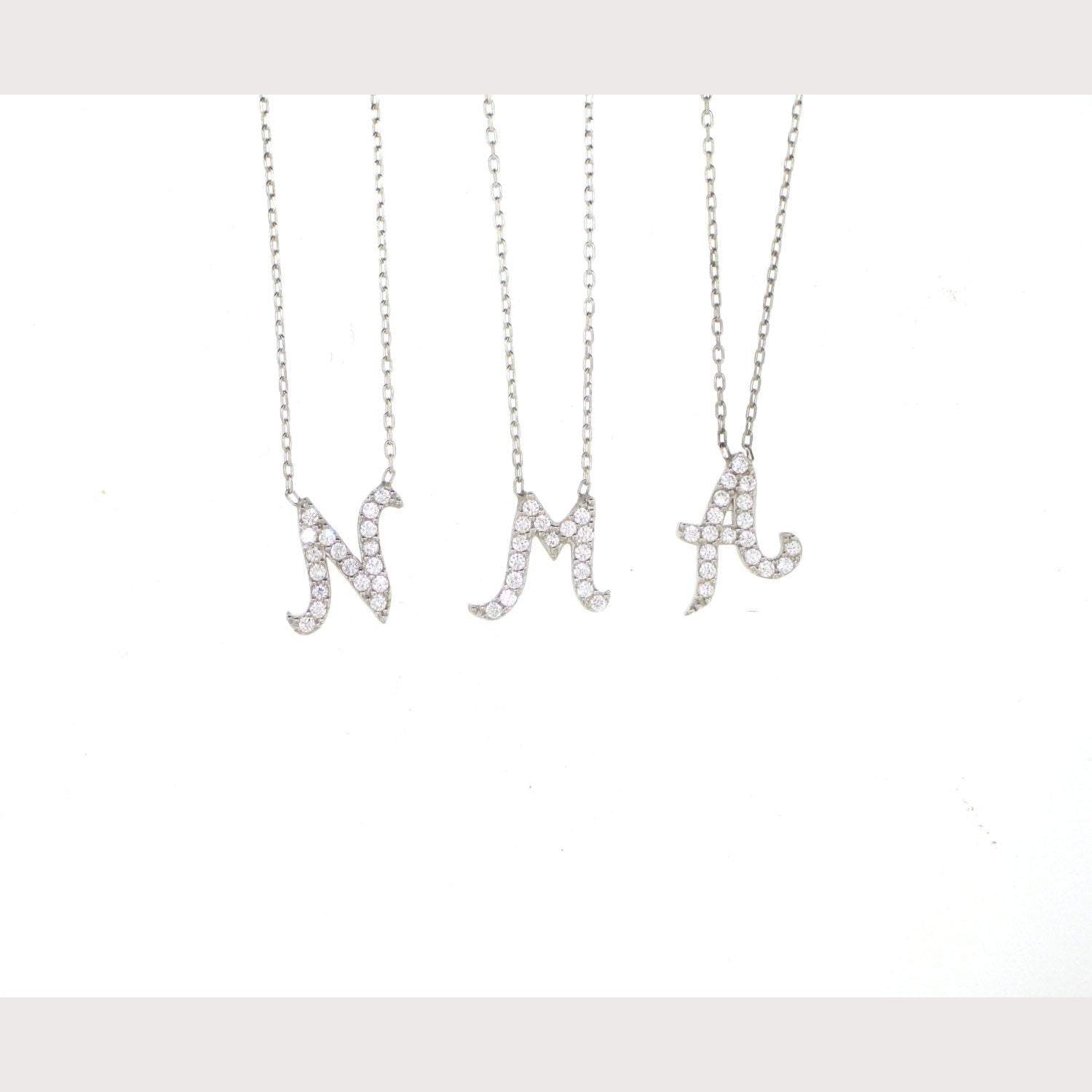 Pave (N) Initial Necklace