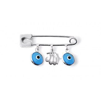 Silver Allah Evil Eye Pin