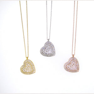 Sideway Pave Heart Necklace
