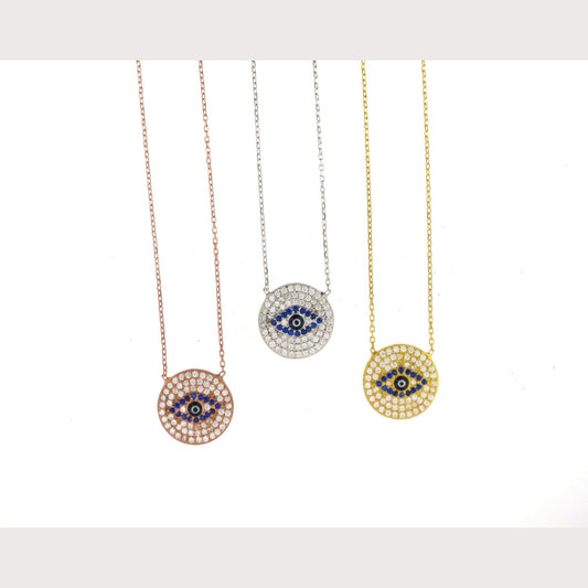 Evil Eye Disc Necklace