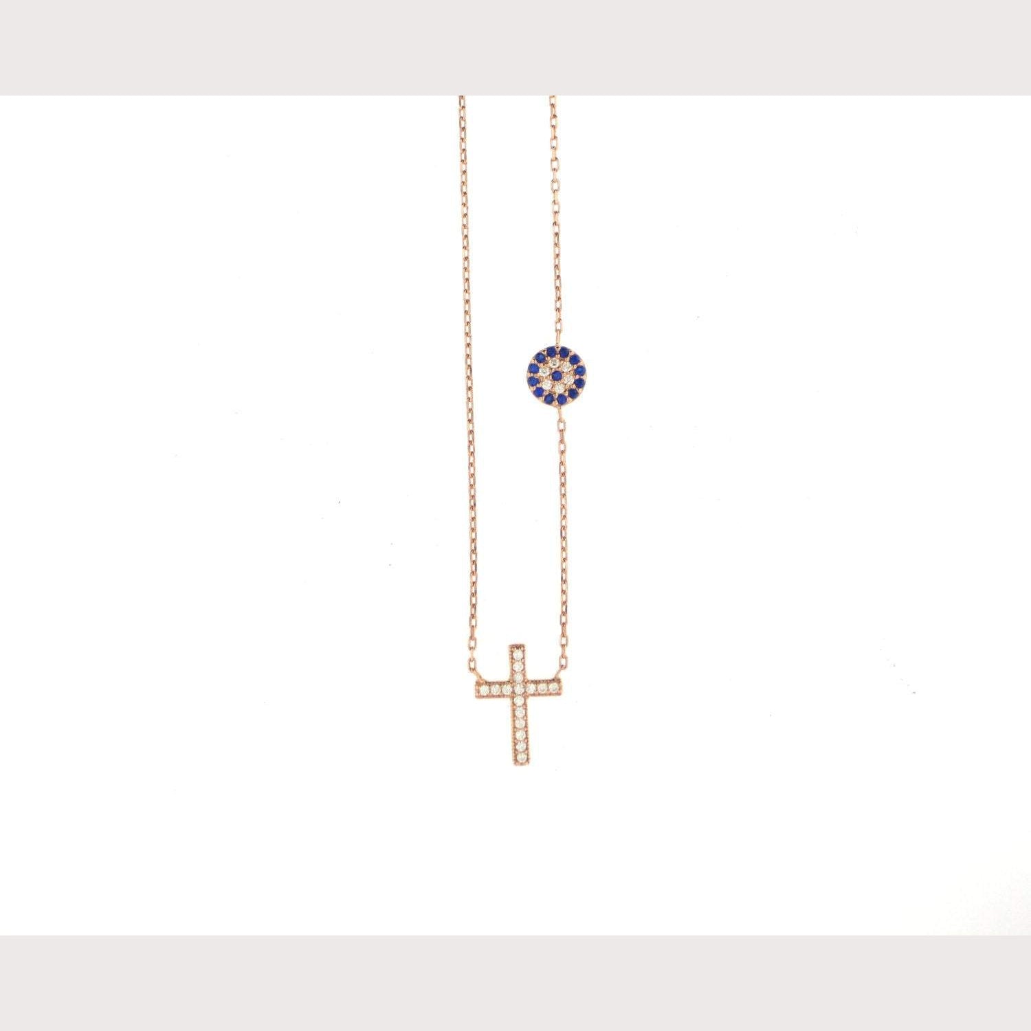 Dainty Evil Eye Cross Necklace