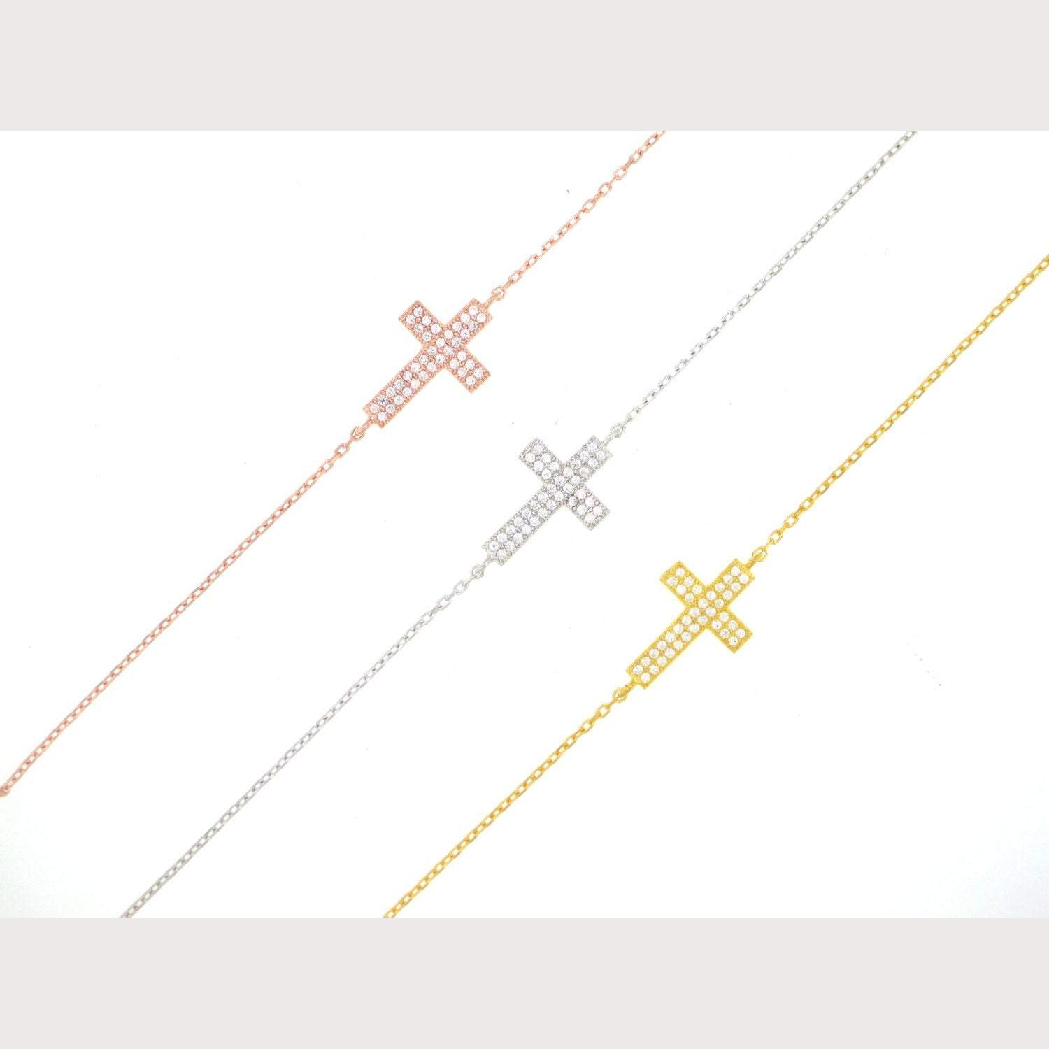 Small Sideway Cross Bracelet