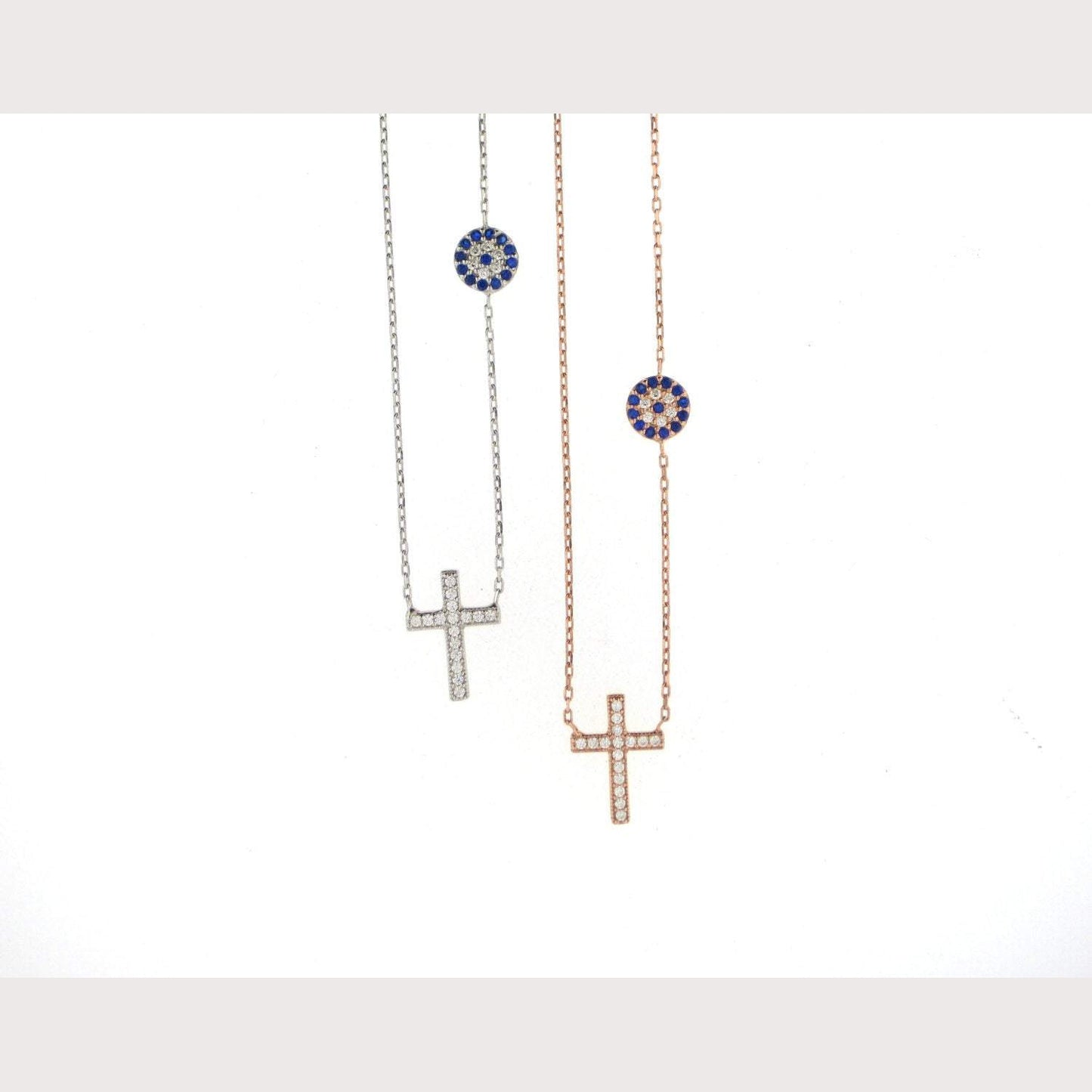 Dainty Evil Eye Cross Necklace