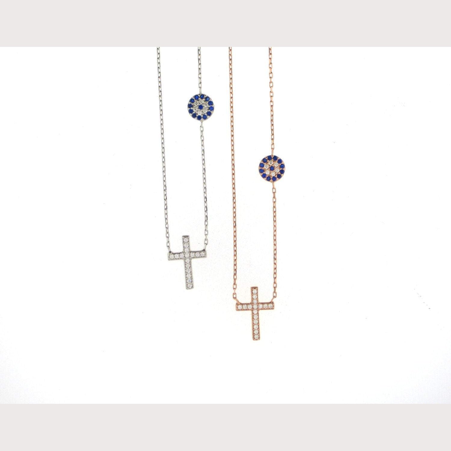 Dainty Evil Eye Cross Necklace