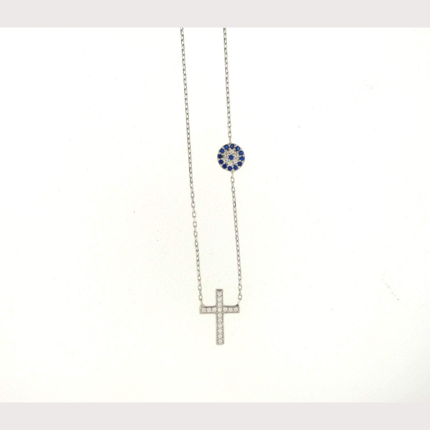 Dainty Evil Eye Cross Necklace