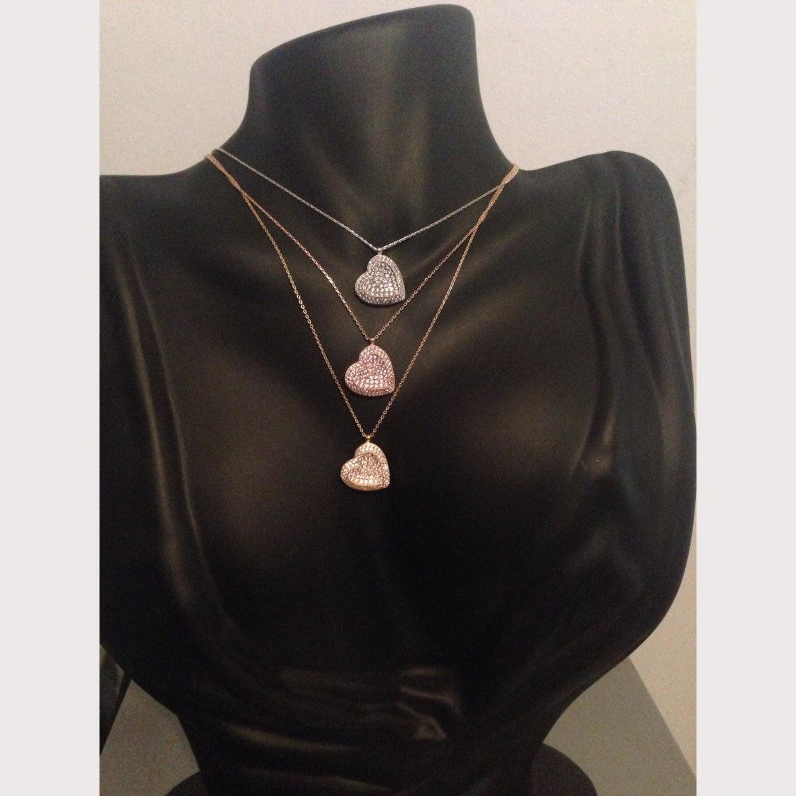 Sideway Pave Heart Necklace