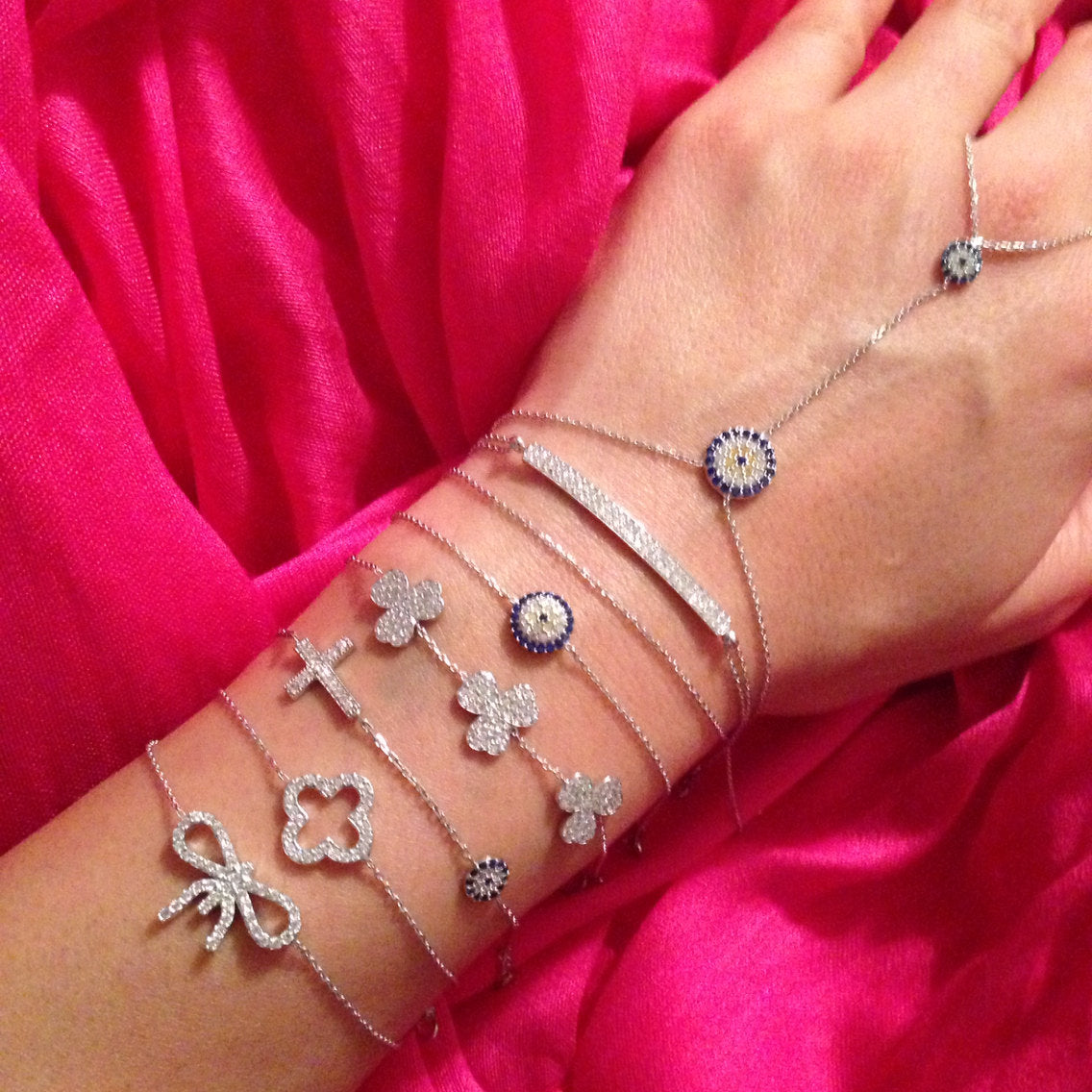 Dainty Evil Eye Cross Bracelet
