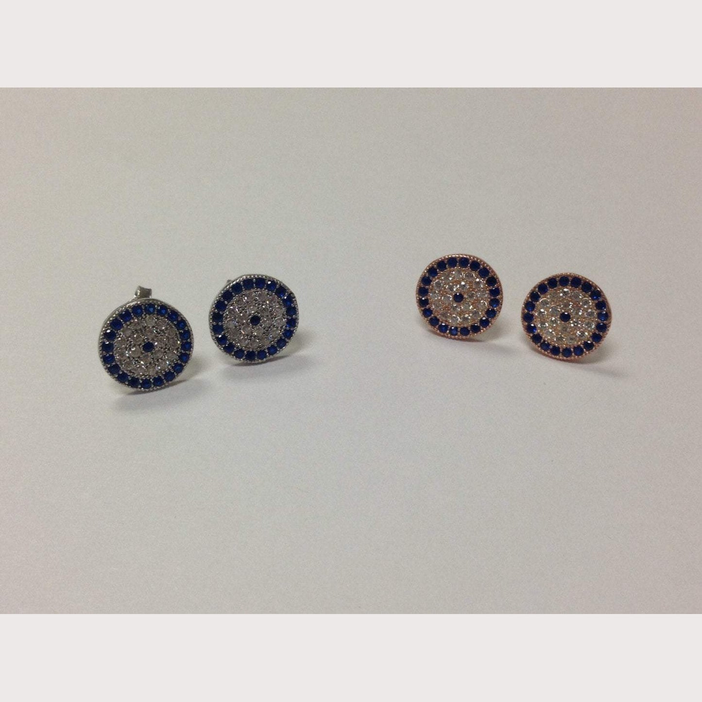 Evil Eye Stud Earrings-Silver