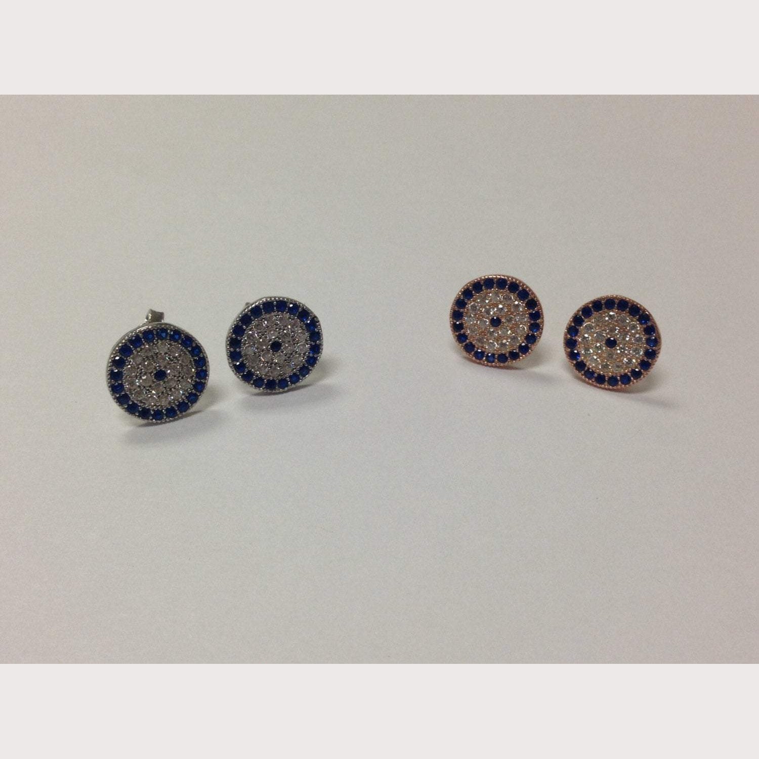 Evil Eye Stud Earrings-Silver