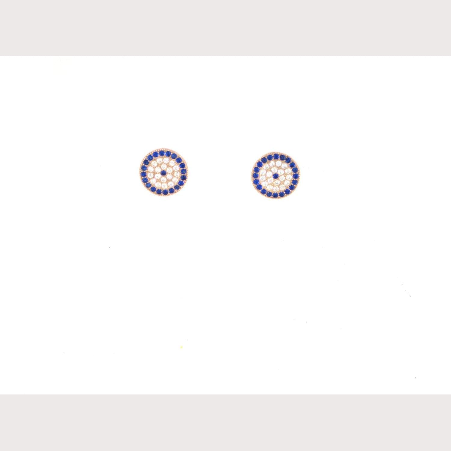 Evil Eye Stud Earrings-Silver