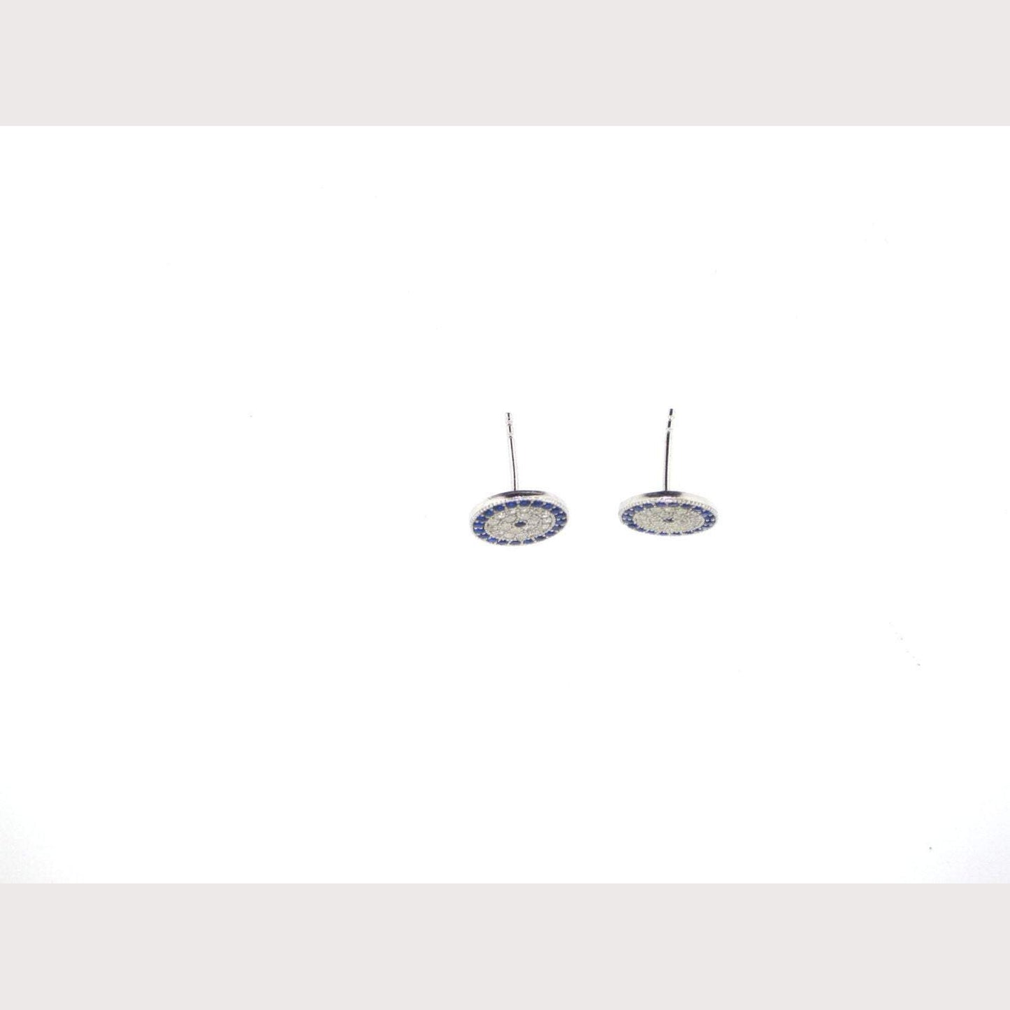 Evil Eye Stud Earrings-Silver