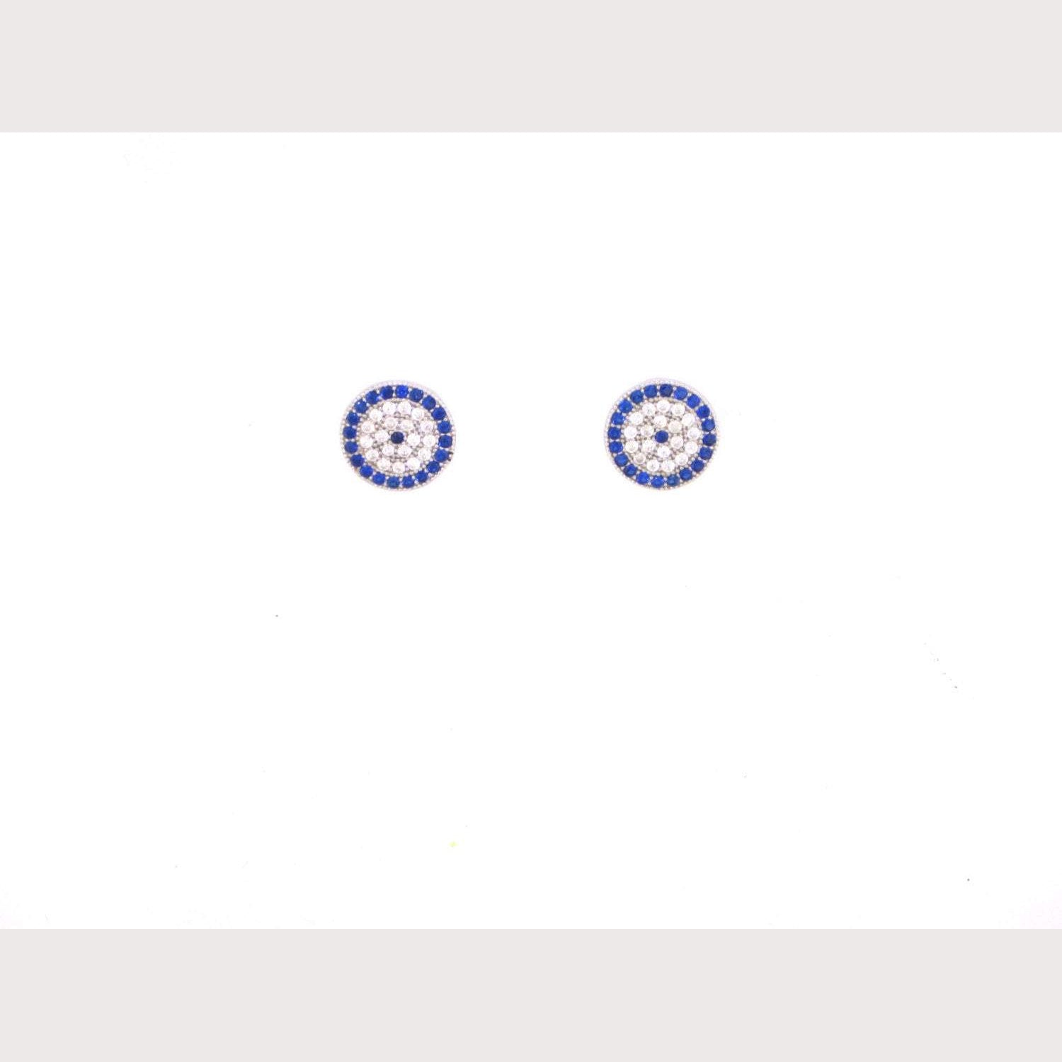 Evil Eye Stud Earrings-Silver