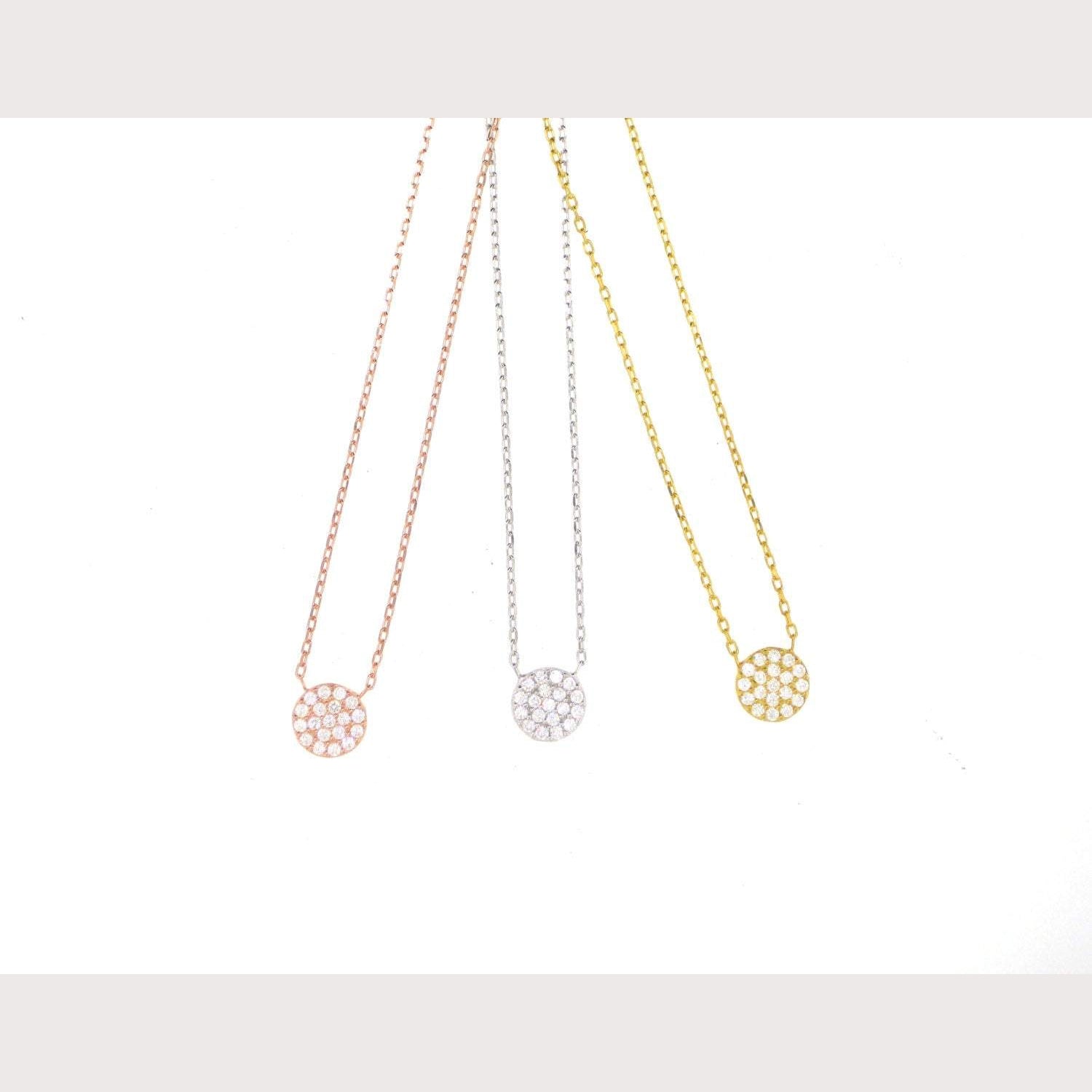 Mini Pave Disc Necklace
