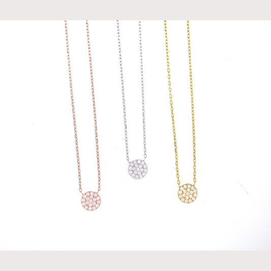 Mini Pave Disc Necklace