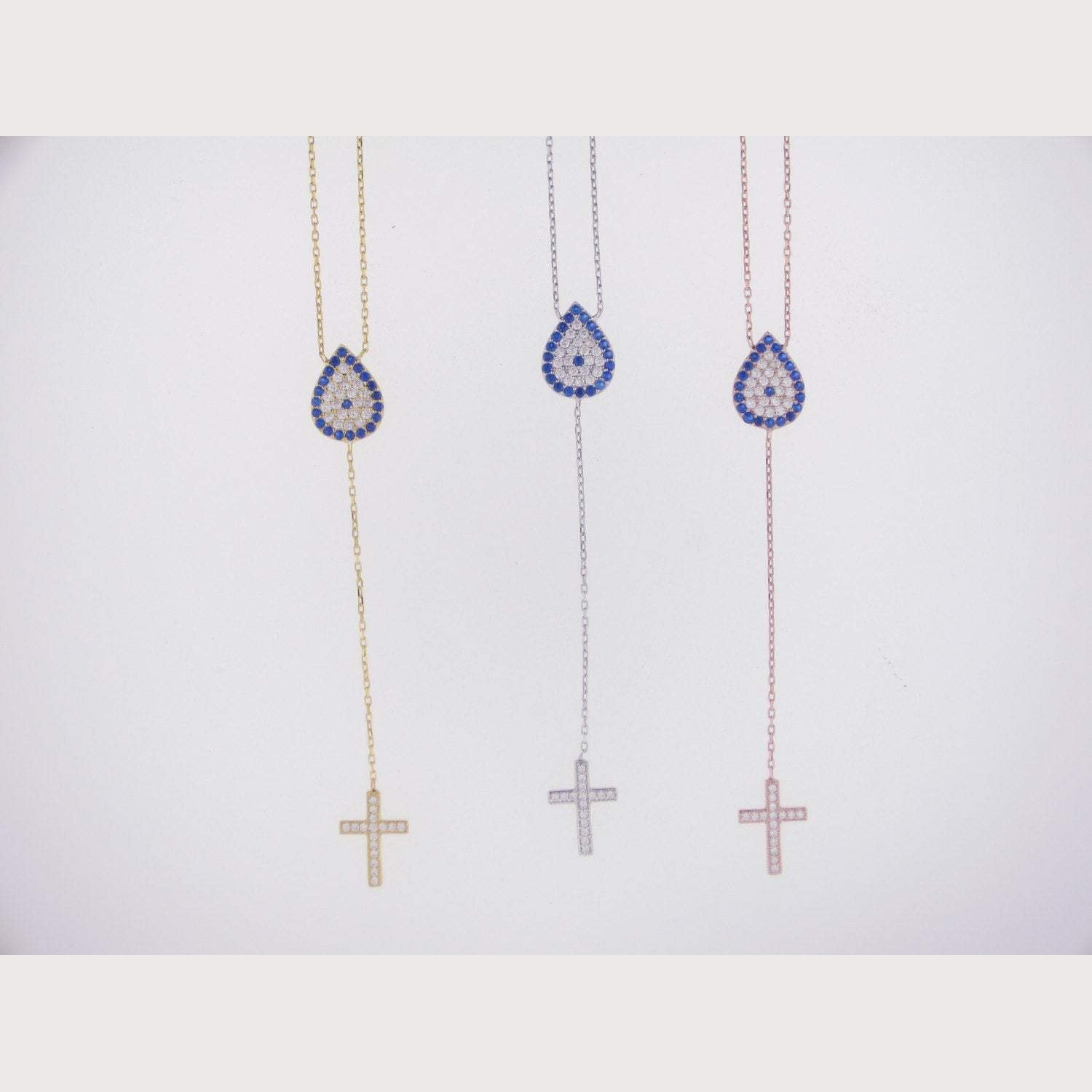 Pear Shape Eye Cross Necklace