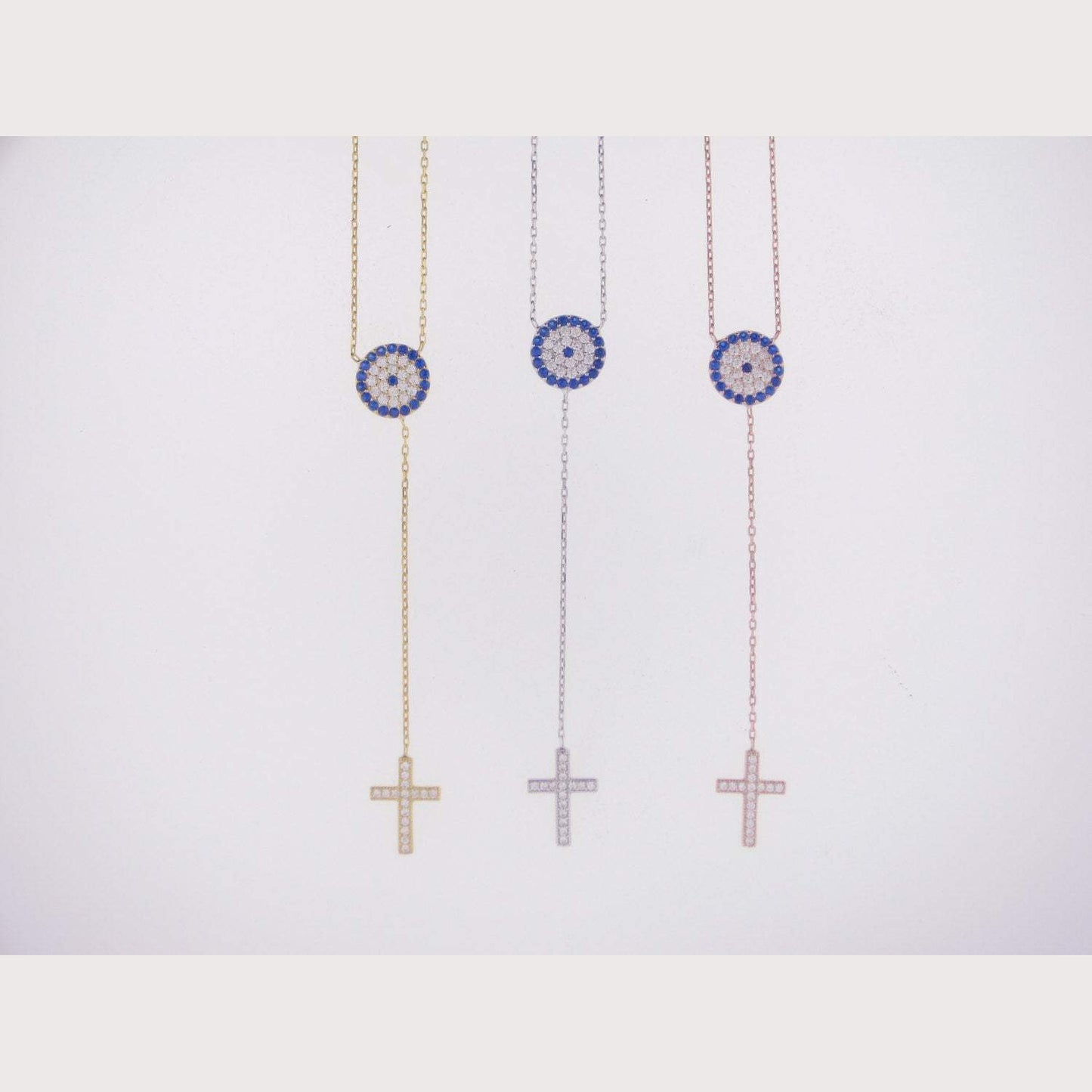 Elegant Evil Eye Cross Necklace