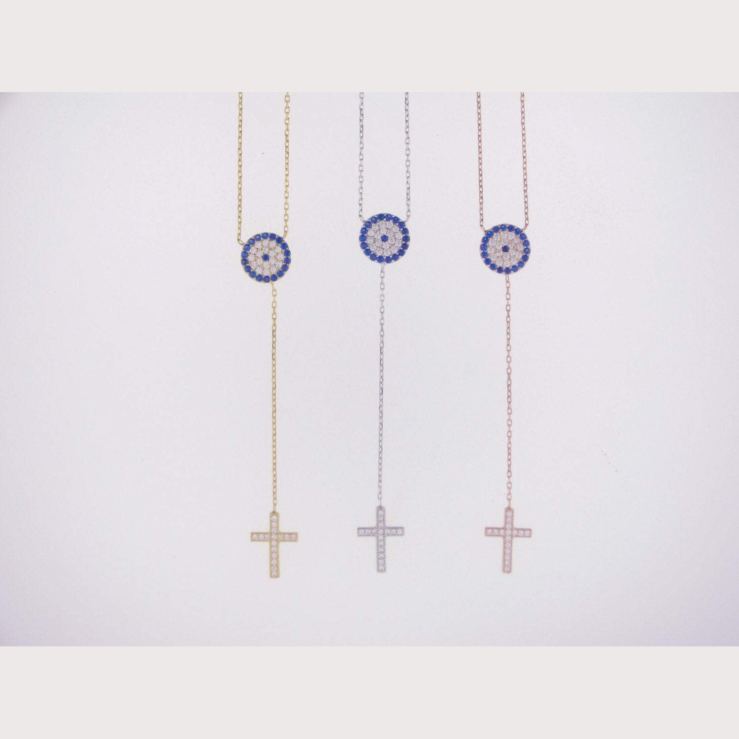 Elegant Evil Eye Cross Necklace