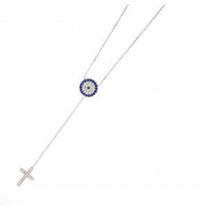 Elegant Evil Eye Cross Necklace