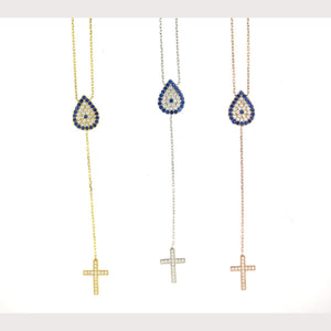 Pear Shape Eye Cross Necklace