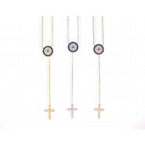 Elegant Evil Eye Cross Necklace