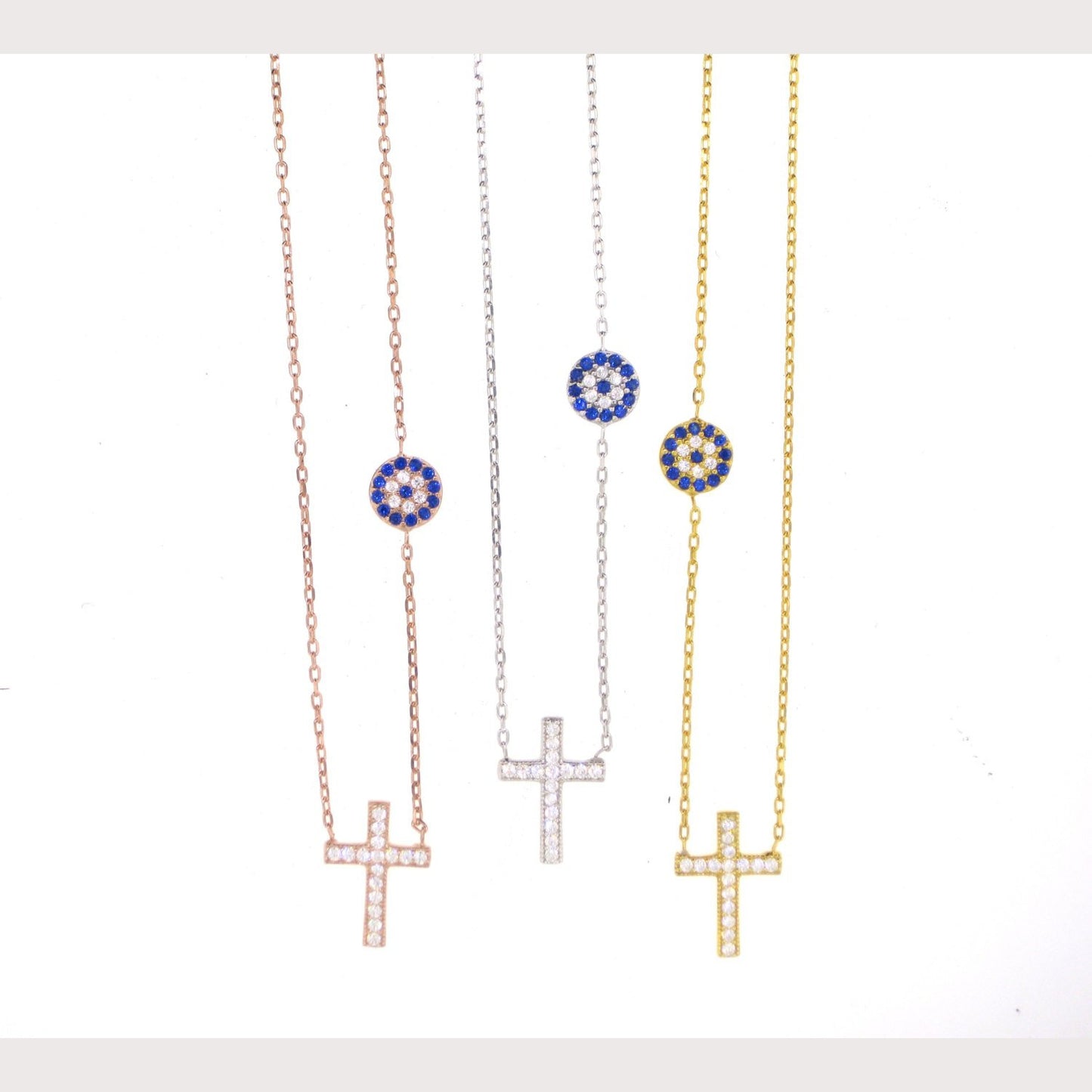 Dainty Evil Eye Cross Necklace