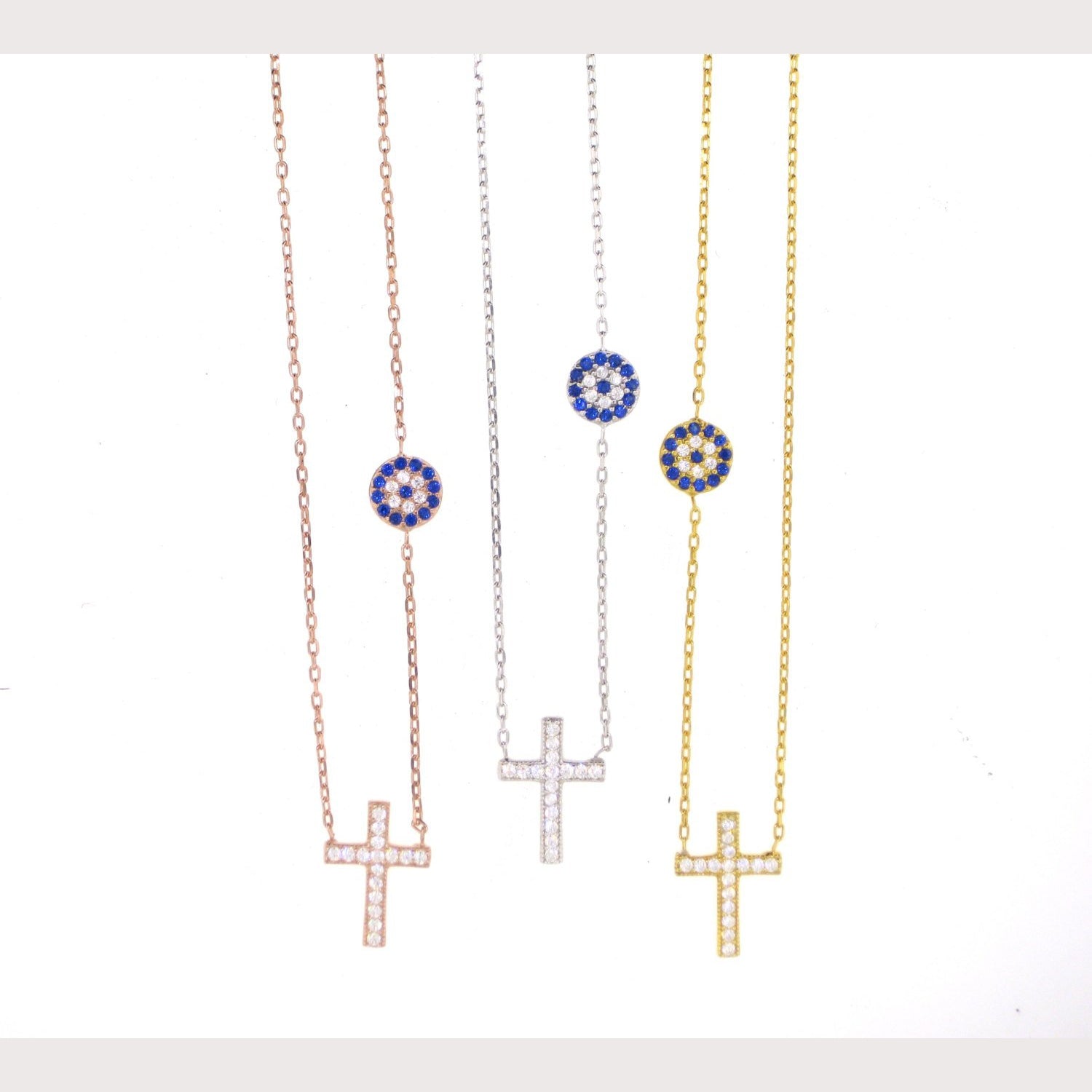 Dainty Evil Eye Cross Necklace