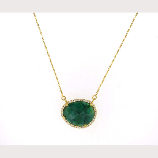 Emerald Gemstone Necklace-Gold
