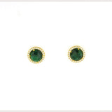 Emerald Stud Earrings-Gold