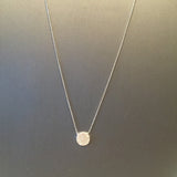 Small Pave Disc Necklace-Silver