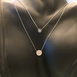 Layered Evil Eye Disc Necklace-Silver
