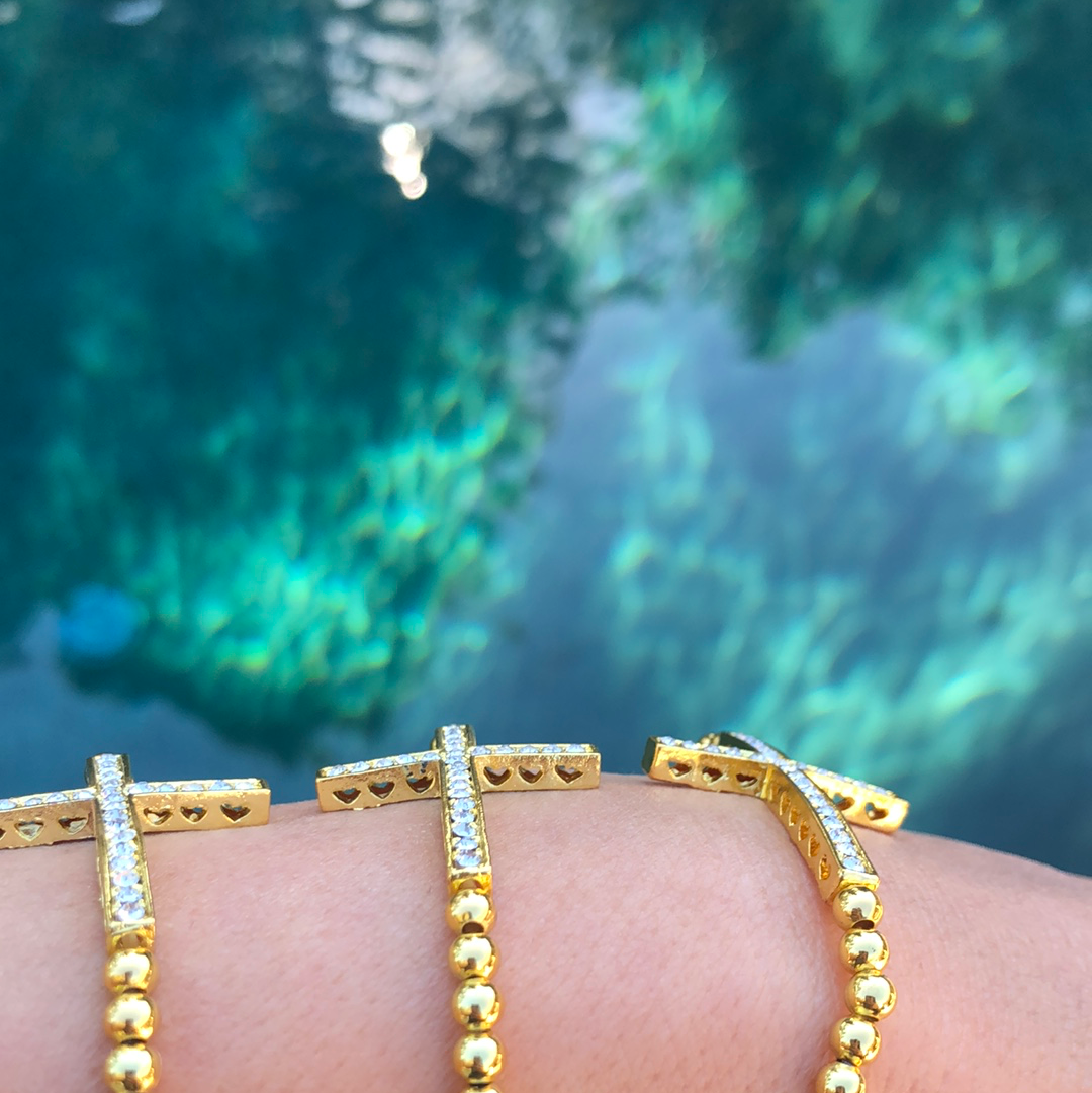 Gold Sideway Cross Bracelet